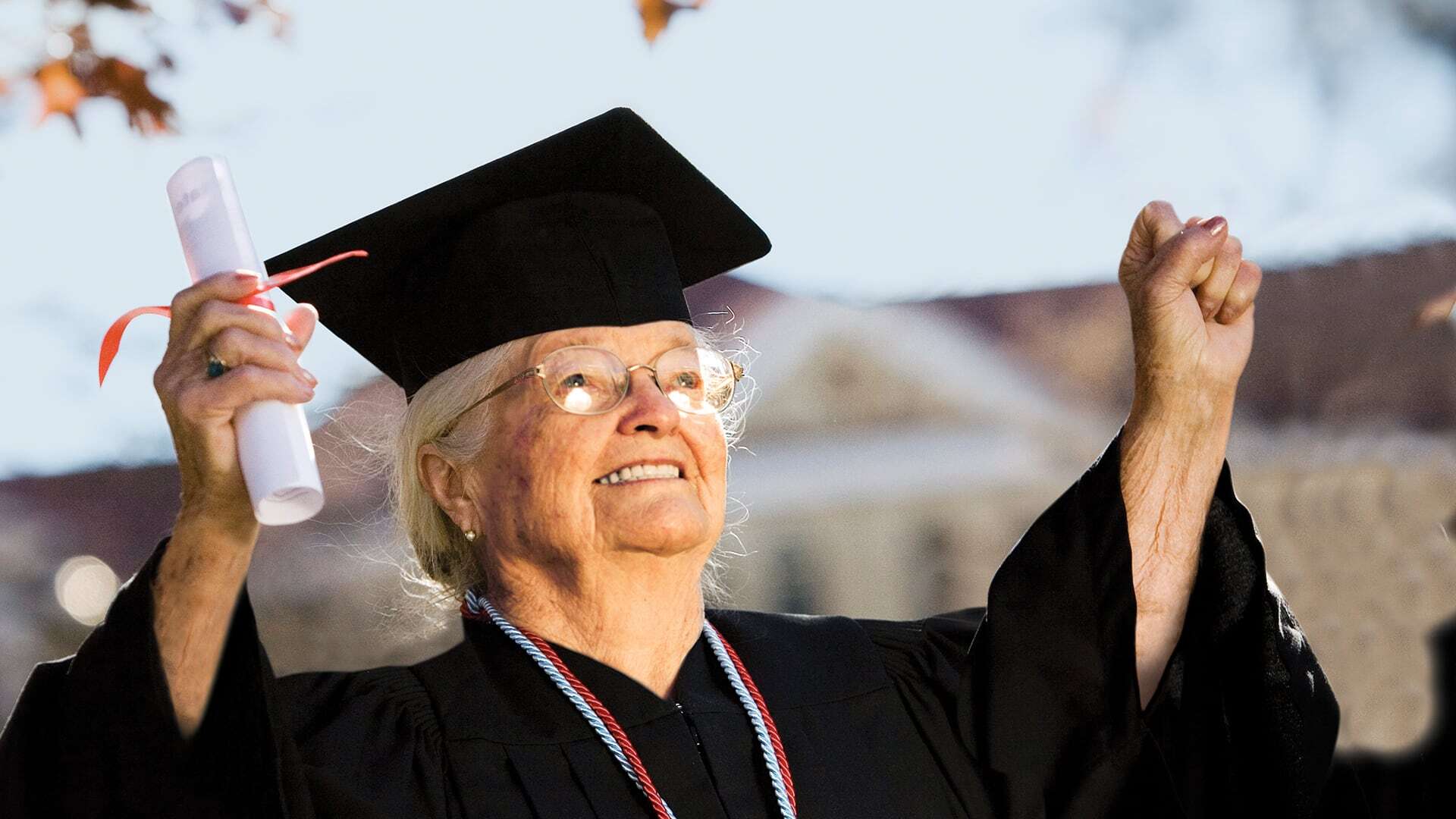 Getting 100 on her Final Exam.