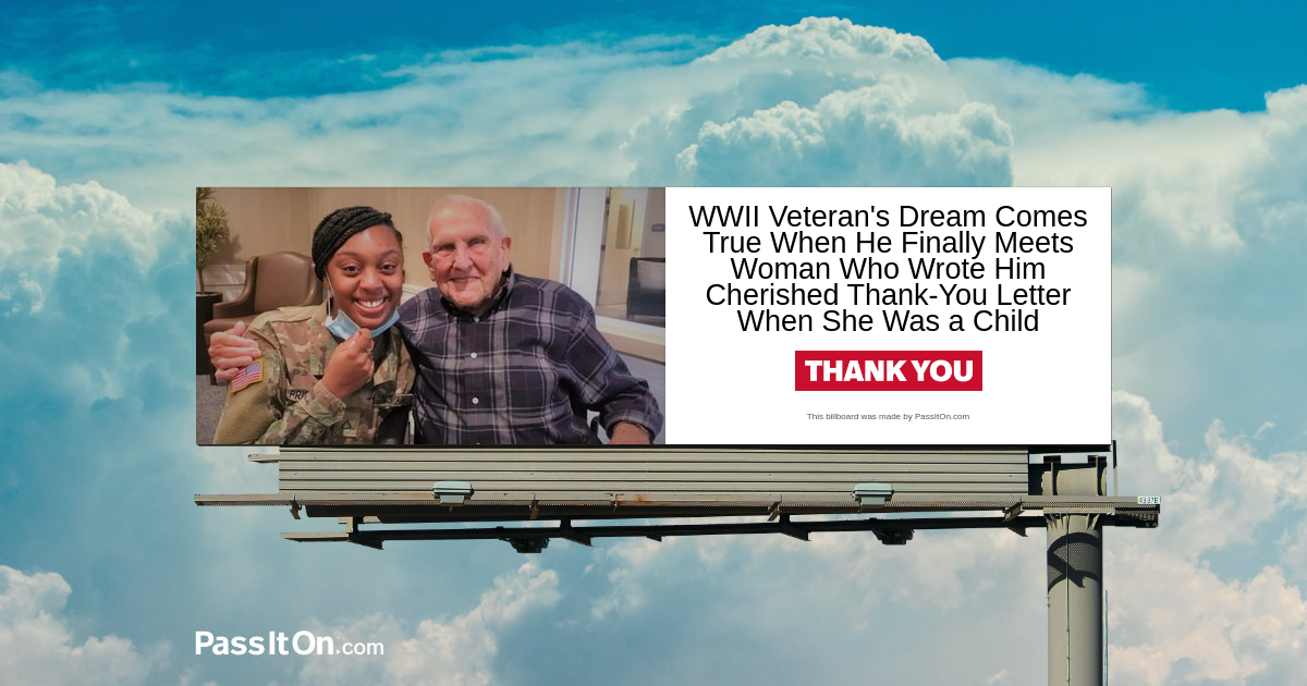 WWII Veteran's Dream Comes True When He Finally Meets Woman Who Wrote Him Cherished Thank-You Letter When She Was a Child
