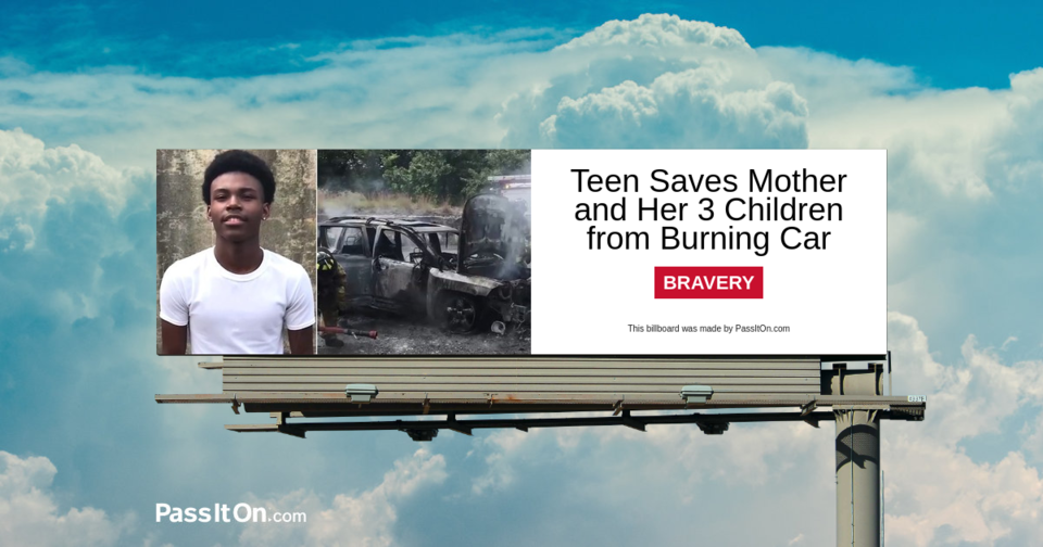 Teen Saves Mother and Her 3 Children from Burning Car