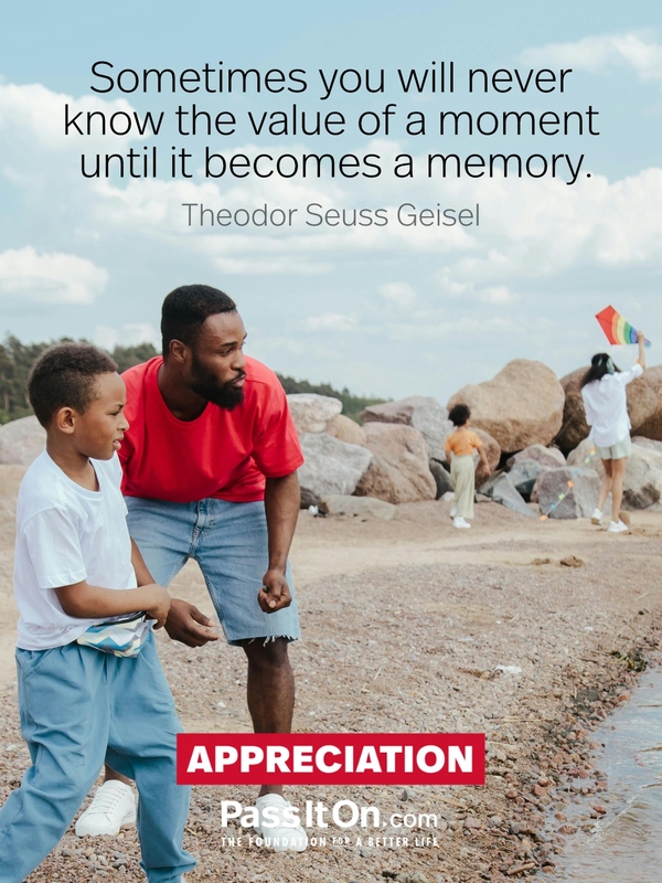 Sometimes you will never know the value of a moment until it becomes a memory. #<Author:0x00007f392d7db550>