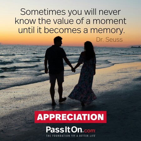 Sometimes you will never know the value of a moment until it becomes a memory. #<Author:0x00007fc8e91fd718>