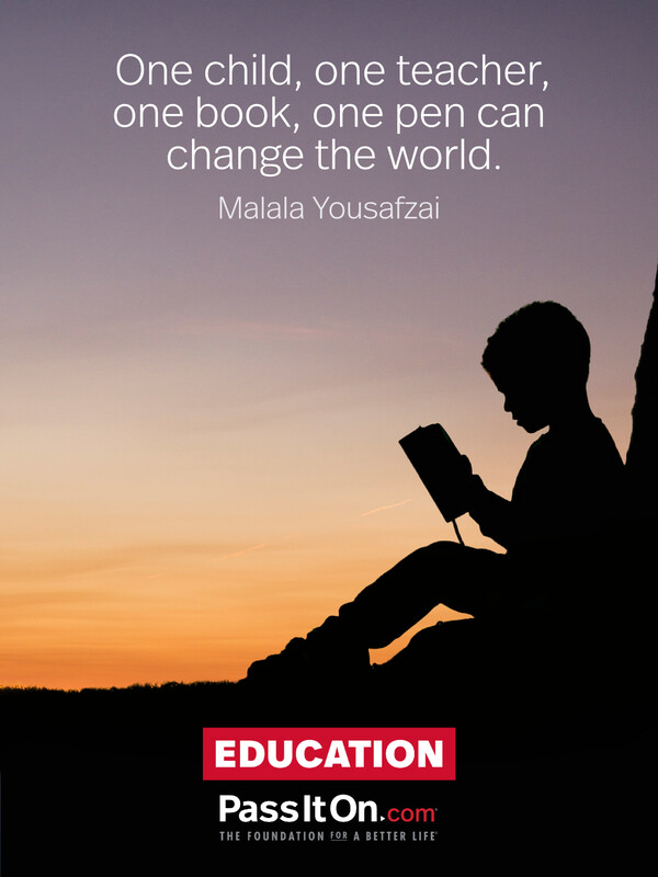 One child, one teacher, one book, one pen can change the world. #<Author:0x00007f132ee9b040>