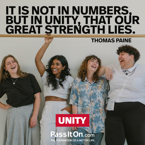 It is not in numbers, but in unity, that our great strength lies. #<Author:0x00007f9a189b2800>