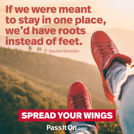 If we were meant to stay in one place, we’d have roots instead of feet. #<Author:0x00007fc8e921e620>