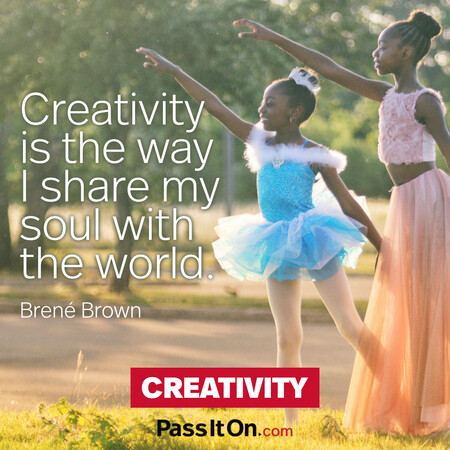 Creativity is the way I share my soul with the world. #<Author:0x00007fc8e819d5d0>