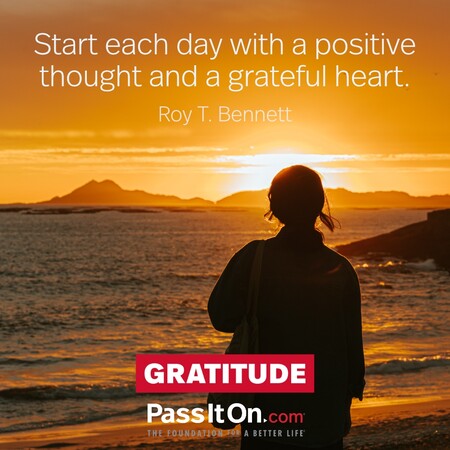 Start each day with a positive thought and a grateful heart. #<Author:0x00007fc8e95a5b40>
