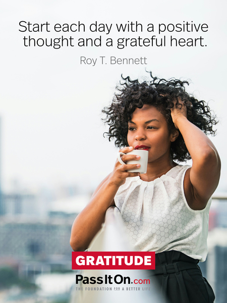 Start each day with a positive thought and a grateful heart. #<Author:0x00007ff93006c440>