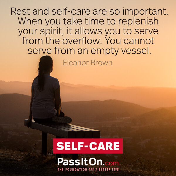 Rest and self-care are so important. When you take time to replenish your spirit, it allows you to serve from the overflow. You cannot serve from an empty vessel. #<Author:0x00007fd88adcac98>