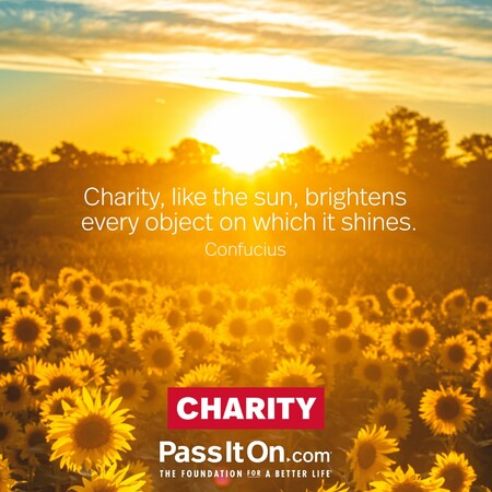 Charity, like the sun, brightens every object on which it shines. #<Author:0x00007fc8e82ca160>