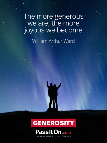 The more generous we are, the more joyous we become. #<Author:0x00007f1eb24b7a80>
