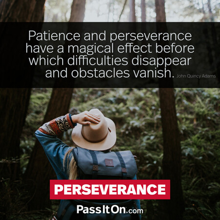 Patience and perseverance have a magical effect before which difficulties disappear and obstacles vanish. #<Author:0x00007f60fd41e258>