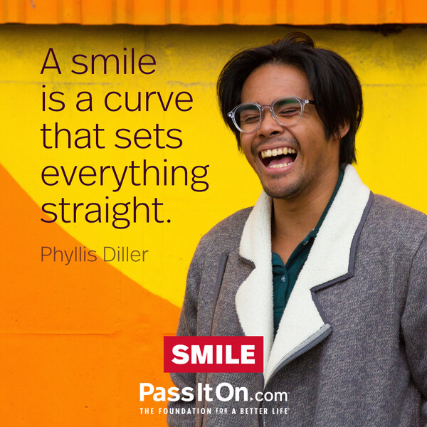 A smile is a curve that sets everything straight.  #<Author:0x00007f60fd3608c0>
