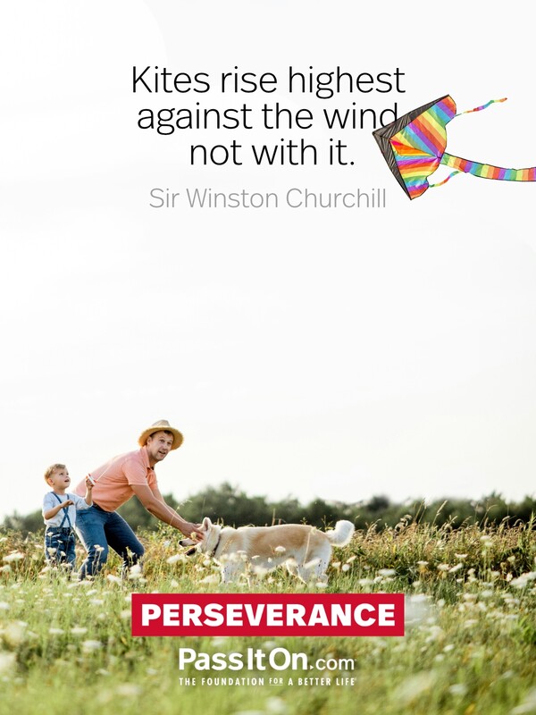 Kites rise highest against the wind, not with it. #<Author:0x00007f60fd35e9d0>