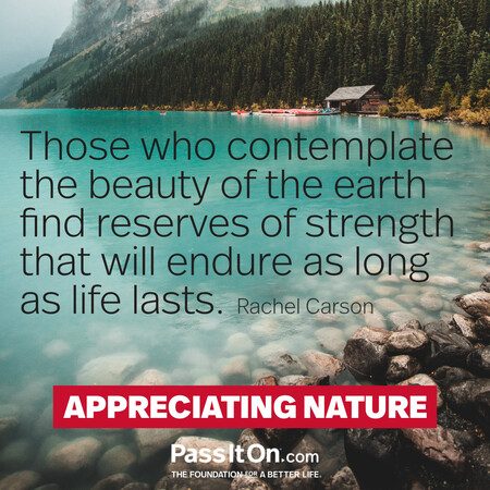 Those who contemplate the beauty of the earth find reserves of strength that will endure as long as life lasts.  #<Author:0x00007f60fd41d0d8>