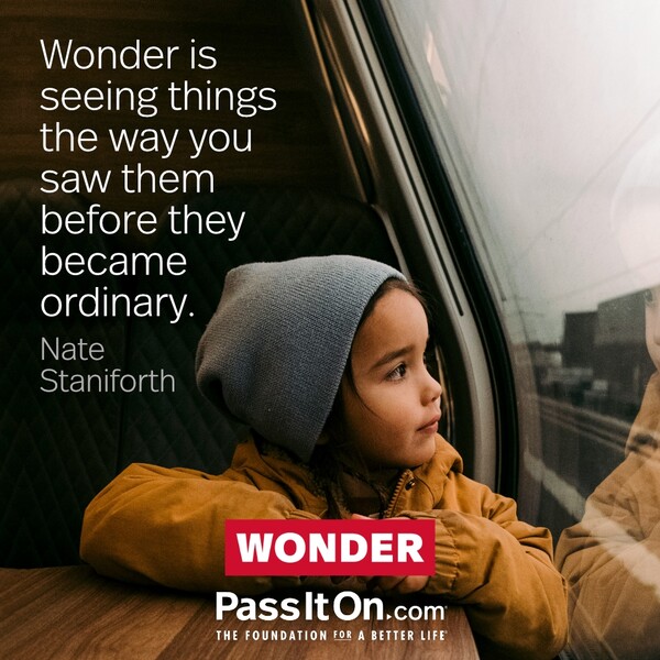 Wonder is seeing things the way you saw them before they became ordinary. #<Author:0x00007f60fd401900>