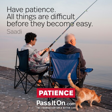 Have patience. All things are difficult before they become easy.  #<Author:0x00007f60fff149d0>
