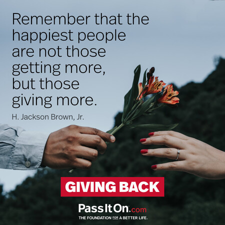 Remember that the happiest people are not those getting more, but those giving more. #<Author:0x00007f60fd362a80>