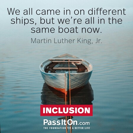 We all came in on different ships, but we're all in the same boat now. #<Author:0x00007fd5de08ec40>