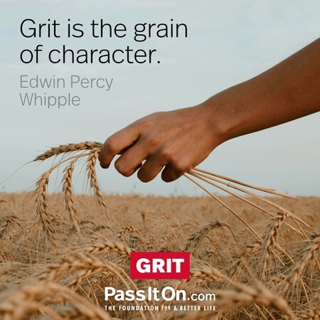 Grit is the grain of character. #<Author:0x00007f02e70721c8>
