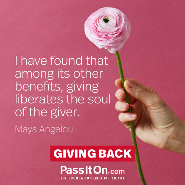 I have found that among its other benefits, giving liberates the soul of the giver. #<Author:0x00007f60fd3f8350>