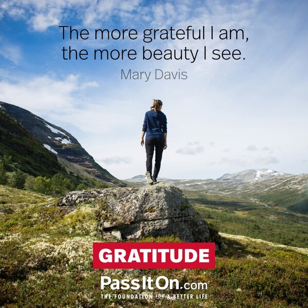 The more grateful I am, the more beauty I see. #<Author:0x00007f60fd386688>